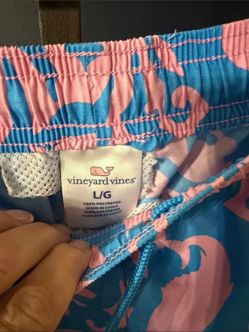 Vineyard Vines Pink and Blue Printed Swim Shorts *liner has been cut out